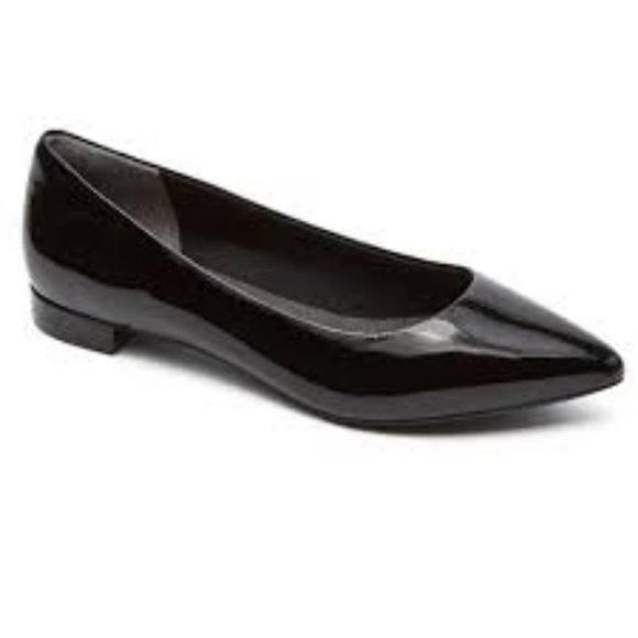 NEW ROCKPORT TOTAL MOTION ADELYN BALLET FLATS BLACK PATENT LEATHER 6W (WIDE) - Picture 1 of 11